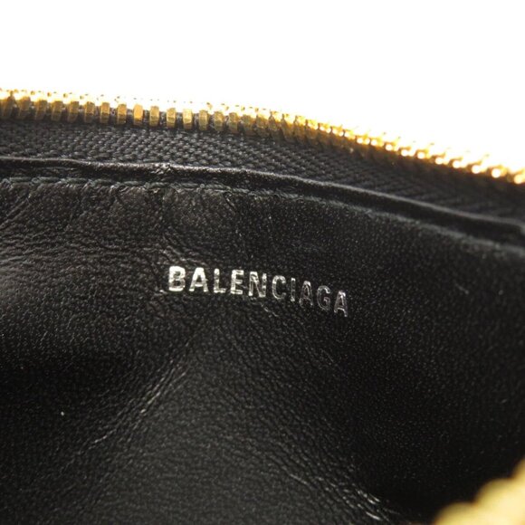 BALENCIAGA Logo Leather Coin Purse Wallet Black/8BD0150 - Picture 5 of 5